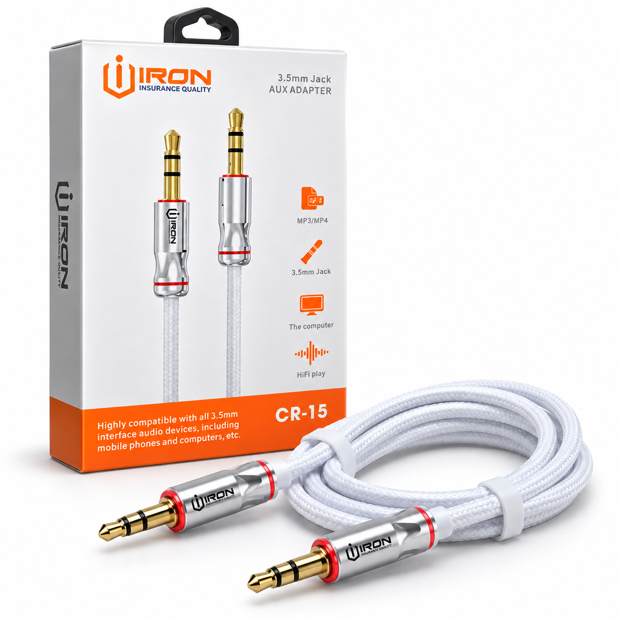 Câble AUX 3.5 mm IRON CR-15 tressé